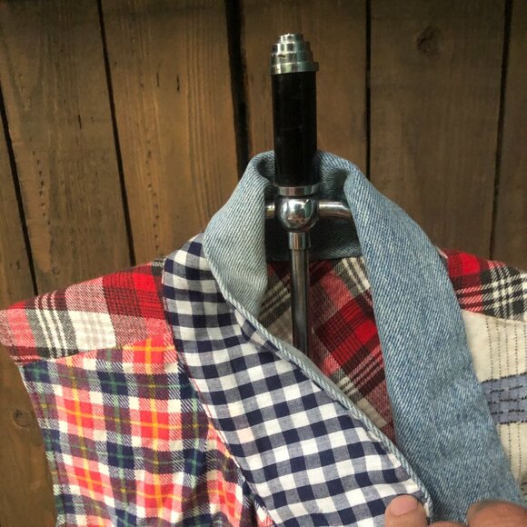 Vintage Handmade Patchwork Top , Tie Up Plaid Top Size Small - Picture 7 of 10